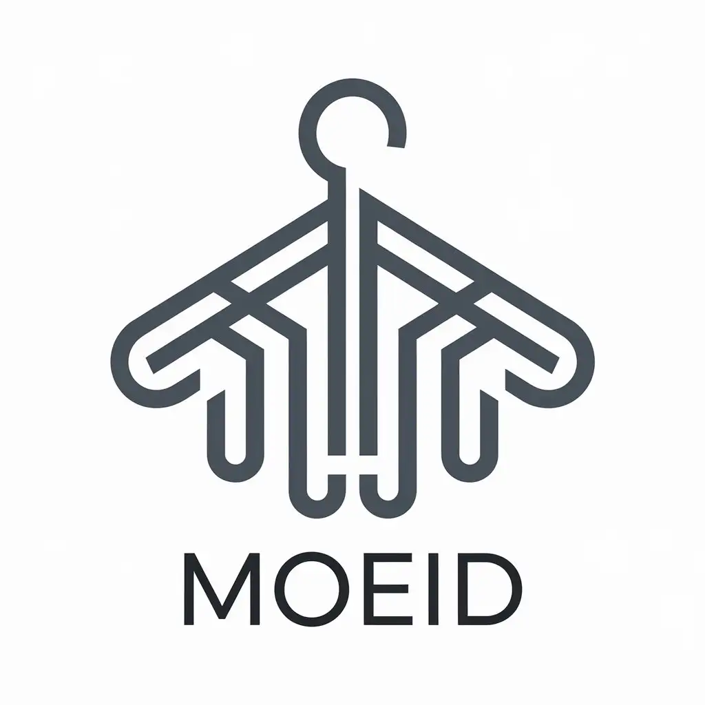 a vector logo design,with the text "Moeid", main symbol:clothes,complex,be used in dress and style industry,clear background