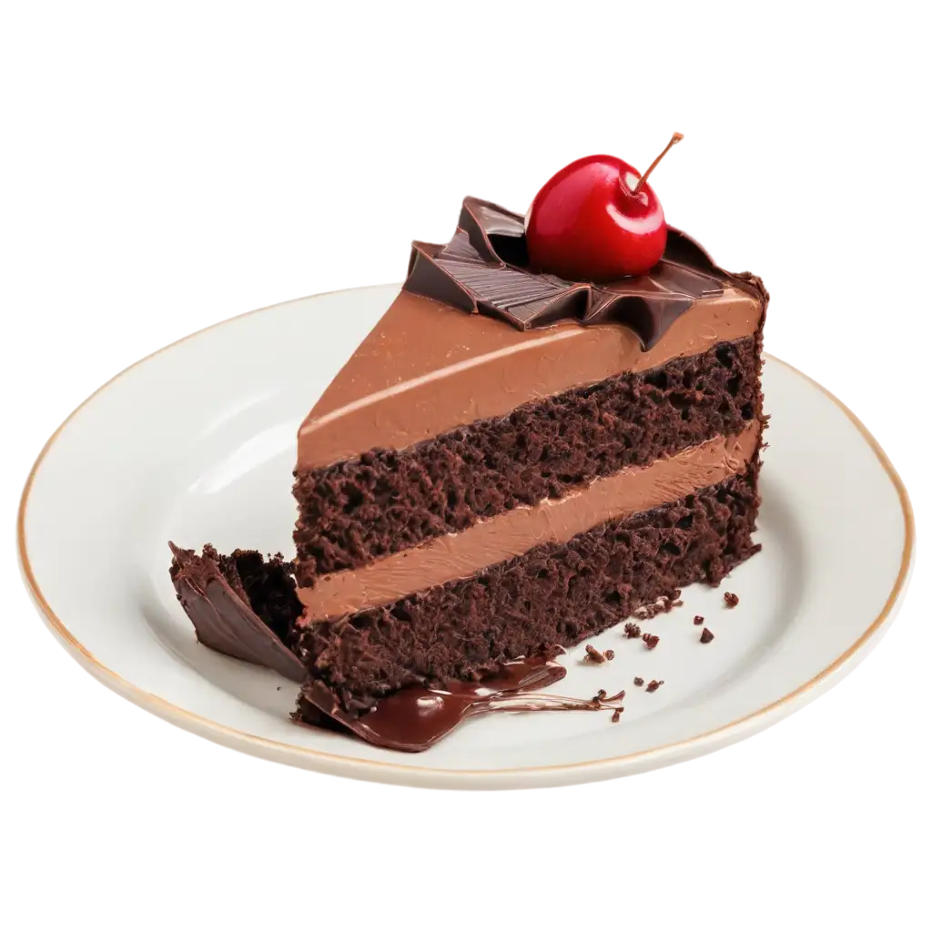 Delicious-Slice-of-Creamy-Chocolate-Cake-with-Cherry-PNG-Image-for-Perfect-Visuals