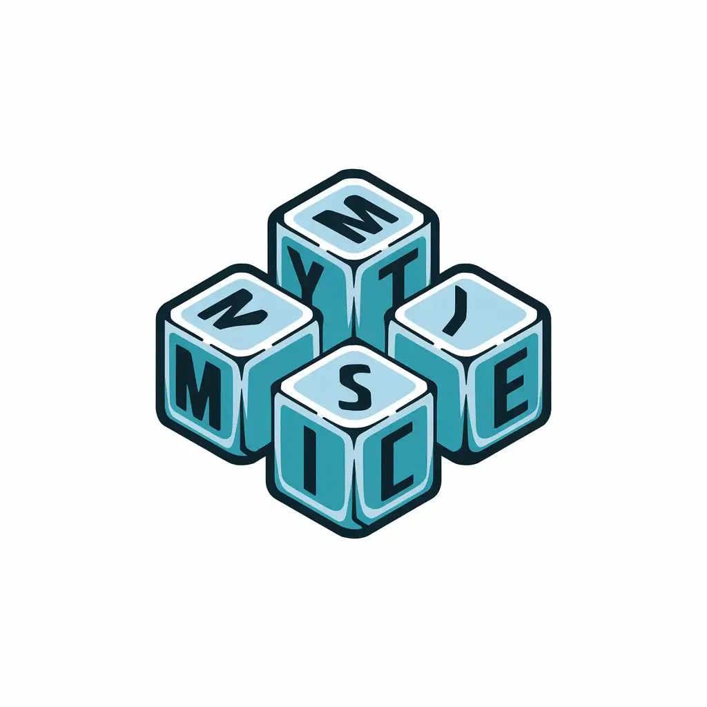 a vector logo design,with the text "MISTY ICE", main symbol:4 ice cubes lie on one surface, letters reading a logo on the sides,Moderate,be used in Scottish kittens industry,clear background