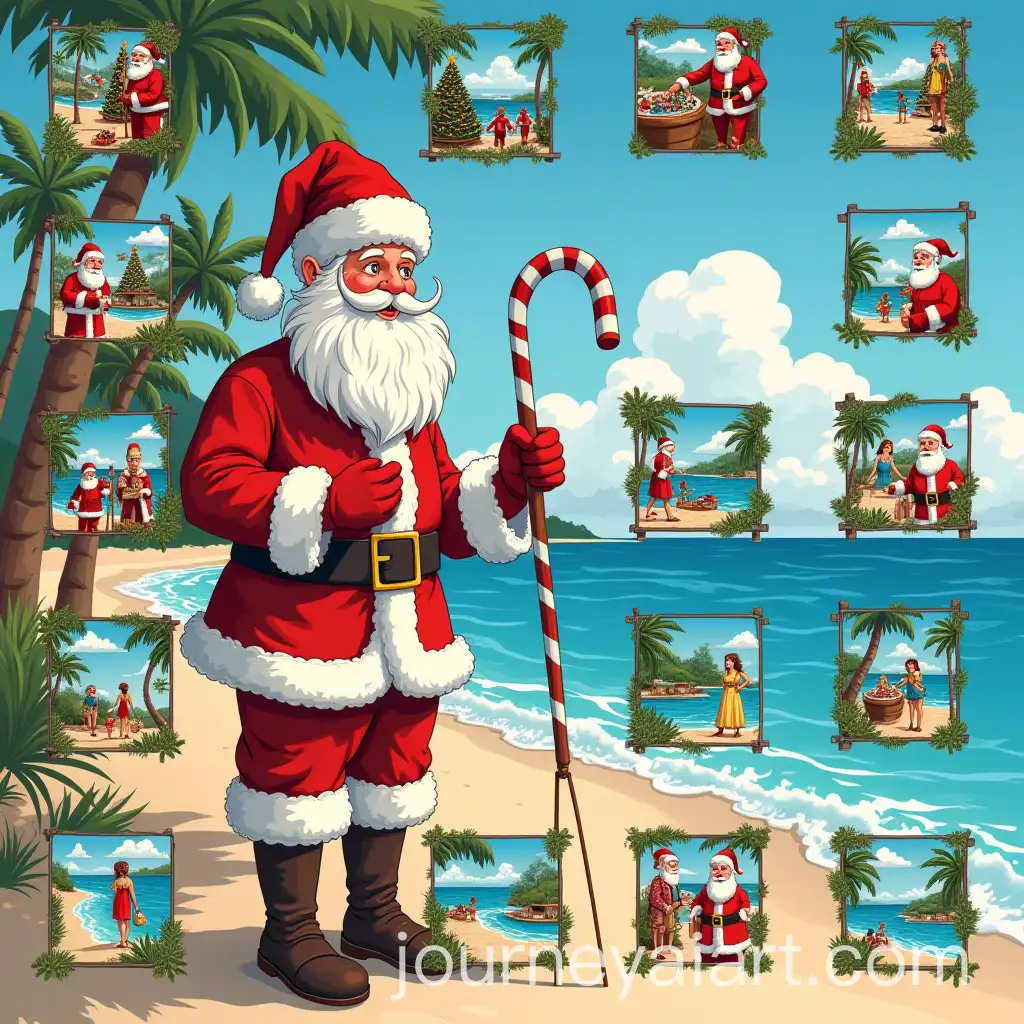 Christmas-Santa-Figures-Enjoying-Hawaiian-Seaside-Views