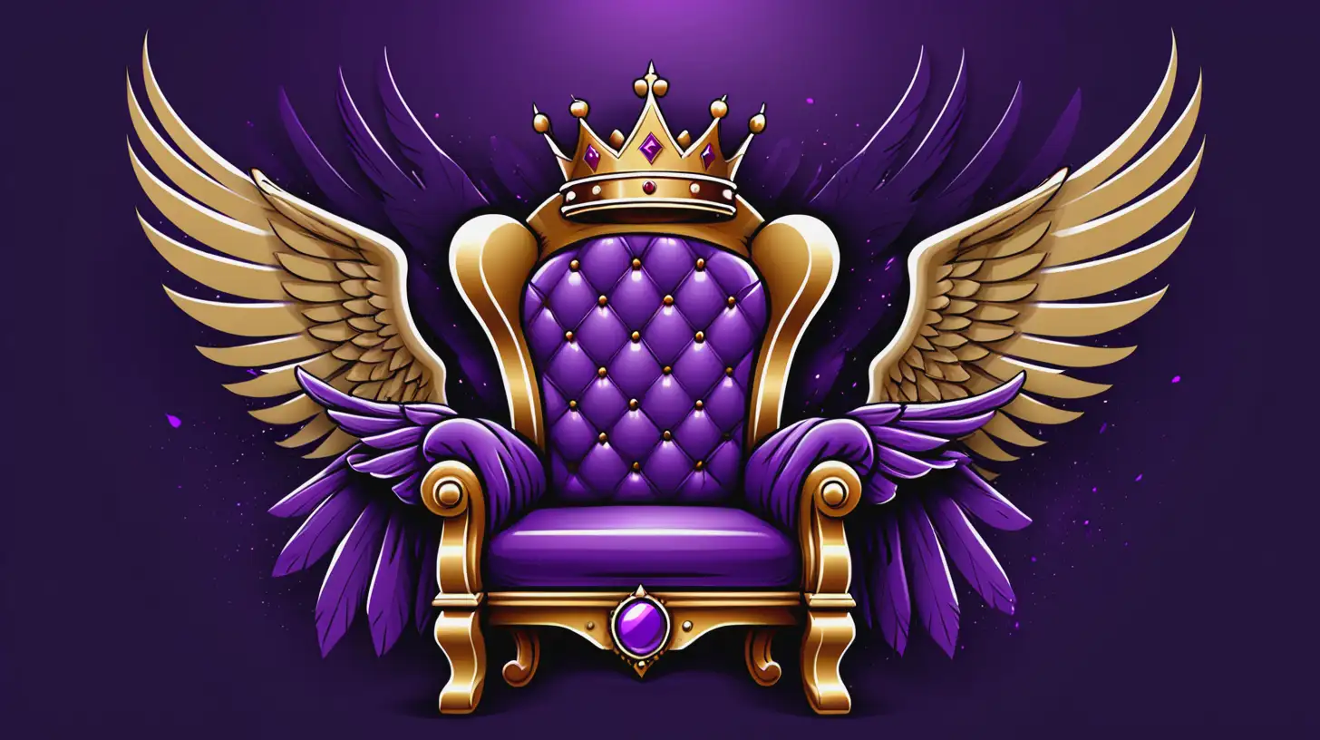 Queen on Throne with Purple Wings and Crown Banner Logo