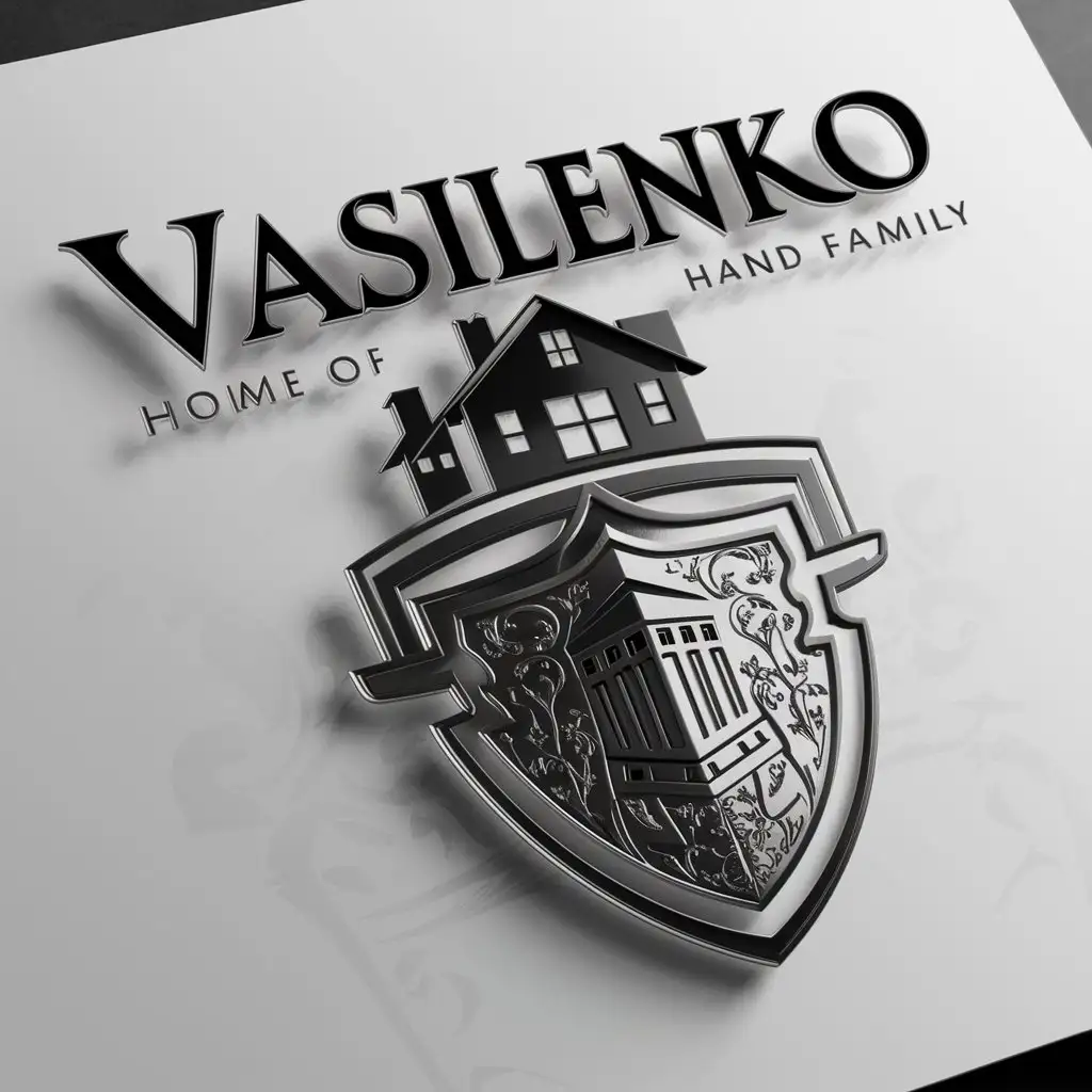 LOGO-Design-for-Vasilenko-House-on-Knights-Shield-Symbolizing-Strength-and-Stability-in-Home-Family-Industry