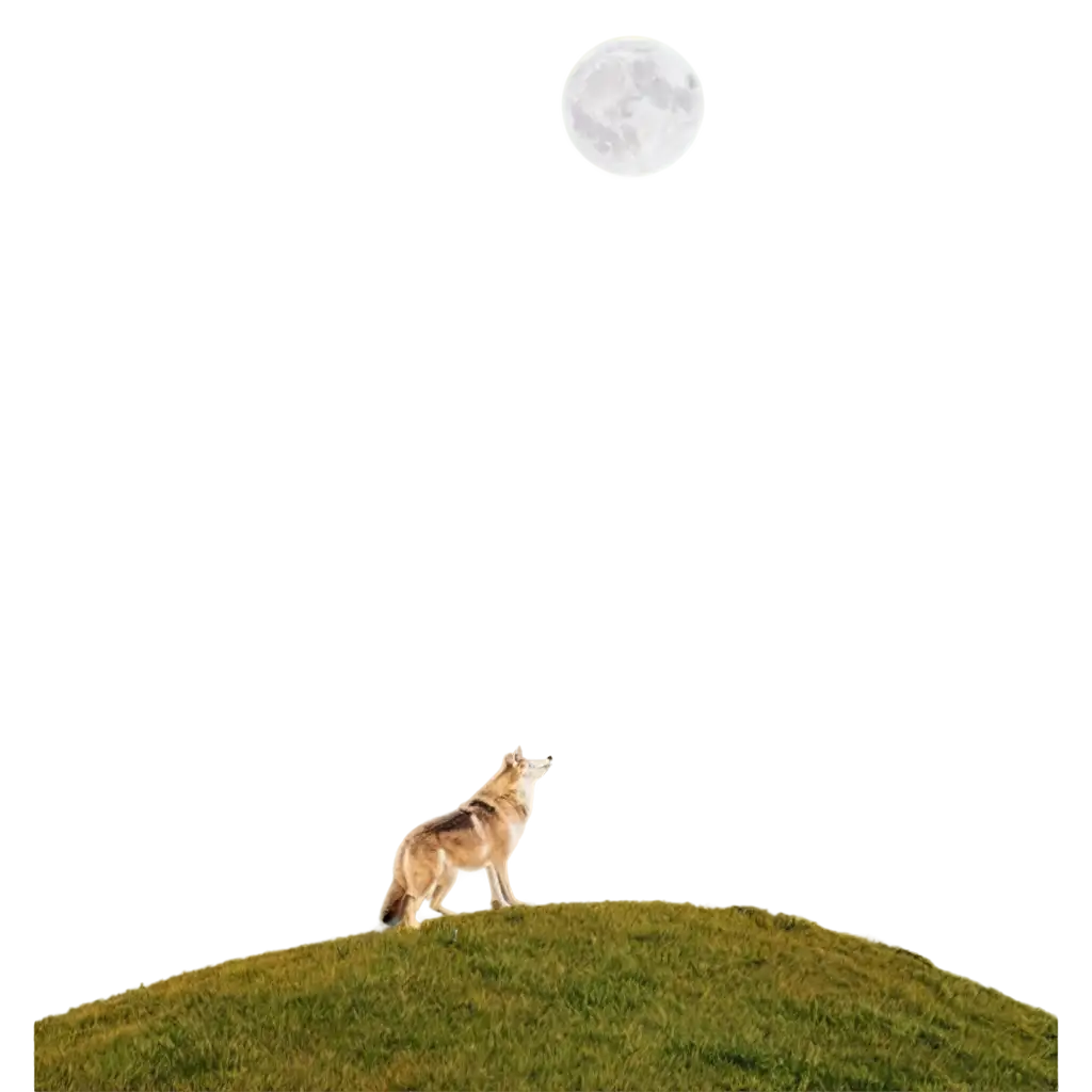 a woluf on top of at full moon day the hill mid night