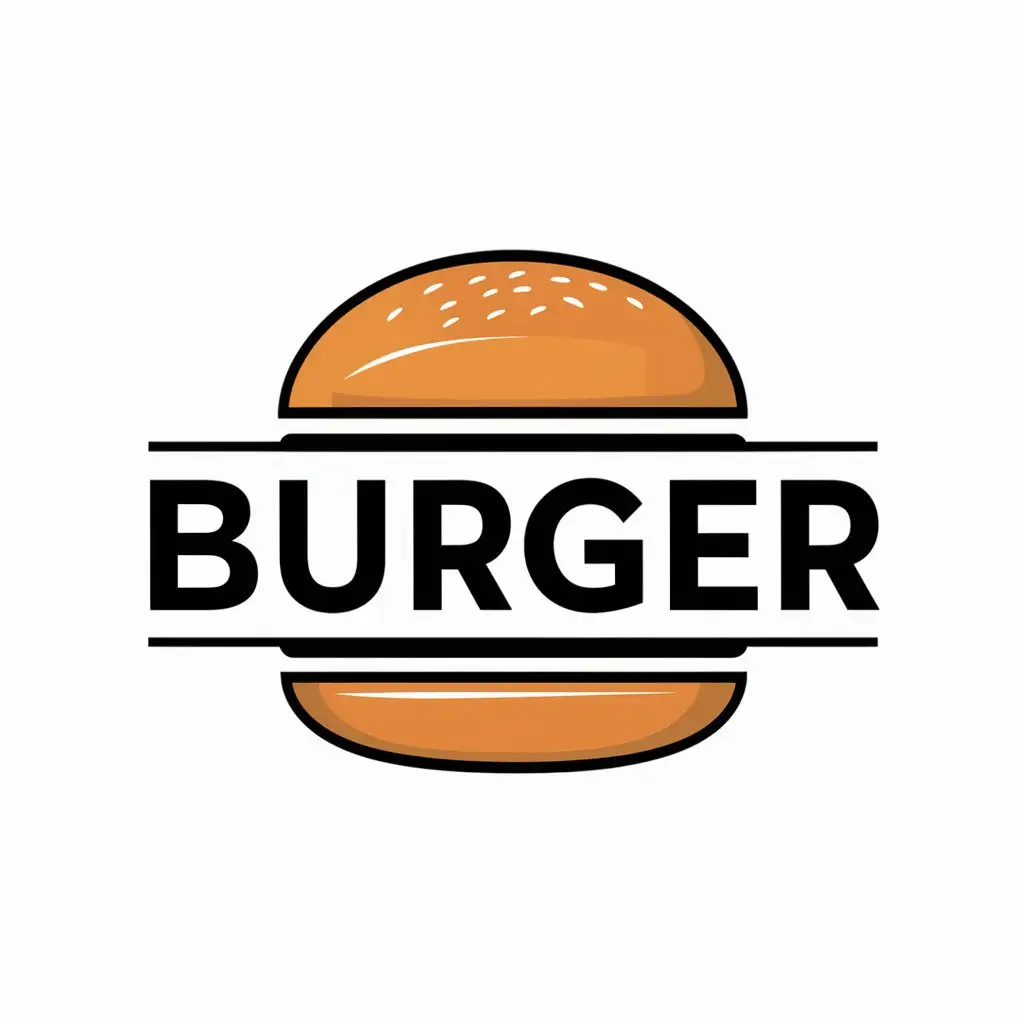 a vector logo design,with the text "Burger", main symbol:A 2D front logo design featuring [Burger], prominently displayed to evoke the delicious nature of burgers. The logo is simple yet distinctive, allowing it to effectively represent burger restaurants and attract customers. The design can be easily adapted to different applications, making it a versatile option for branding purposes.,Moderate,be used in Restaurant industry,clear background