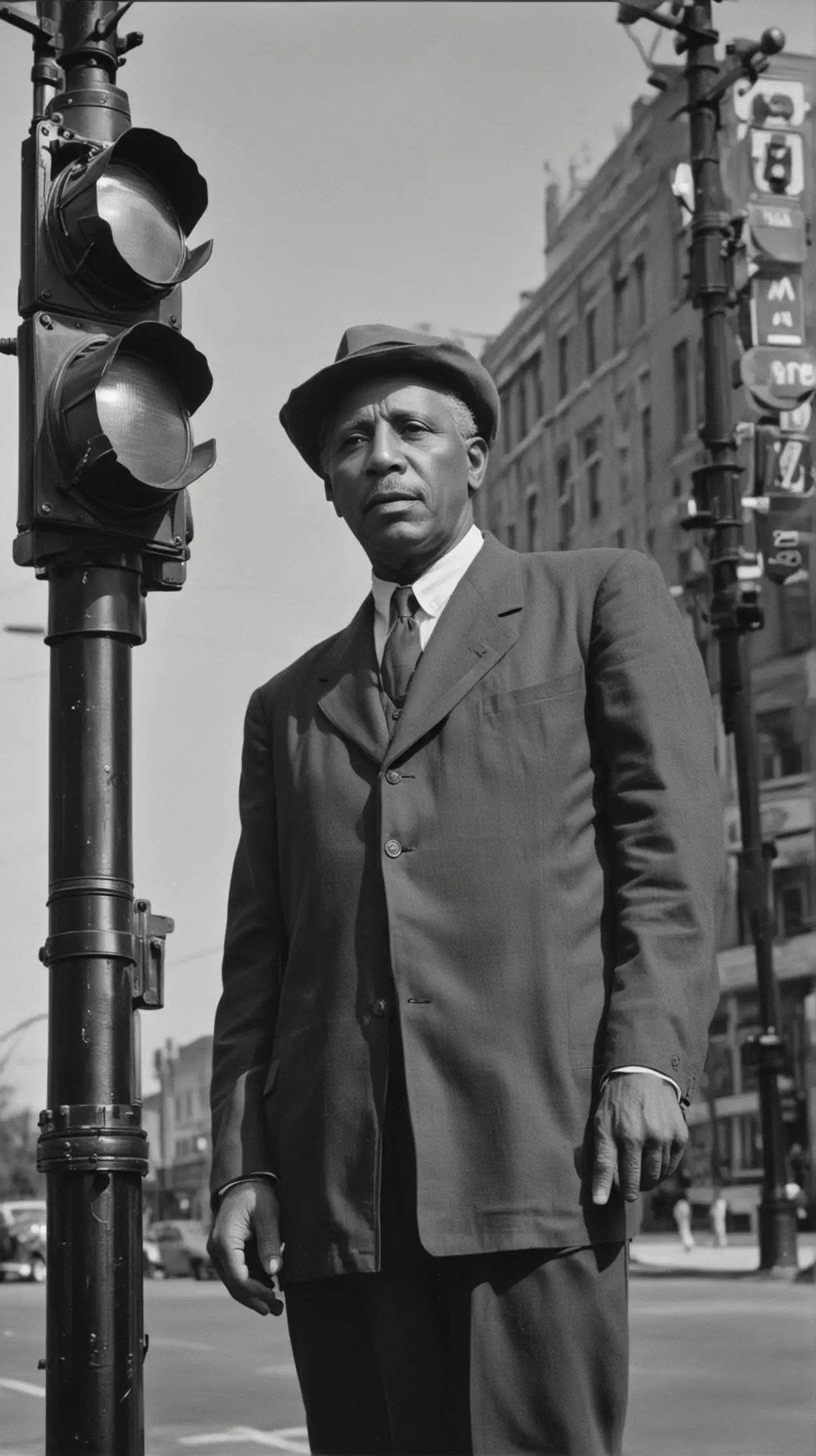 Garrett Morgan Inventor with Traffic Light Signal