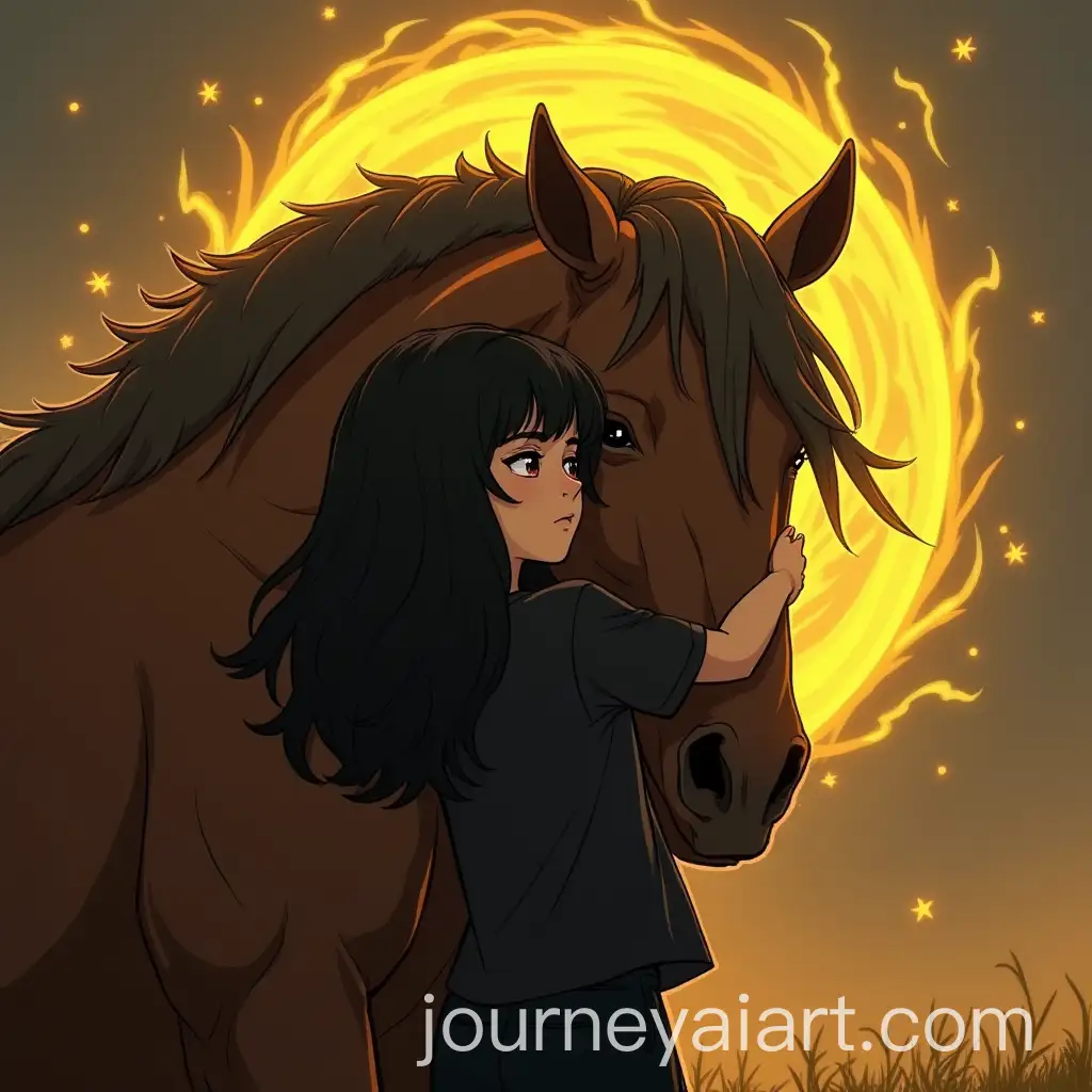 Girl-Hugging-Horse-with-Spinning-Yellow-Chakra
