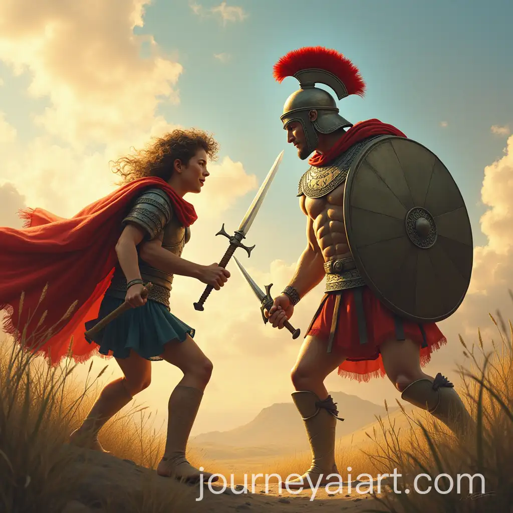 Epic-Battle-Between-David-and-Goliath-in-Ancient-Setting