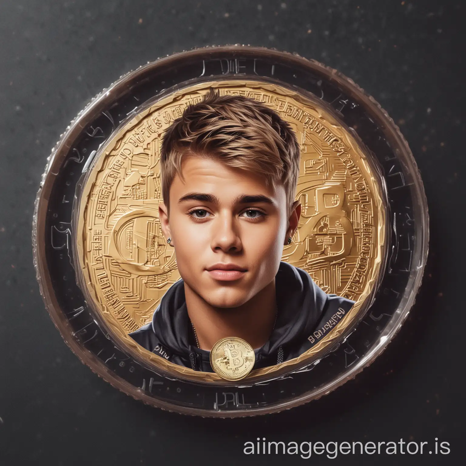 AI-Image-ExpansionFuturistic-Cryptocurrency-Token-Featuring-Justin-Bieber-Design