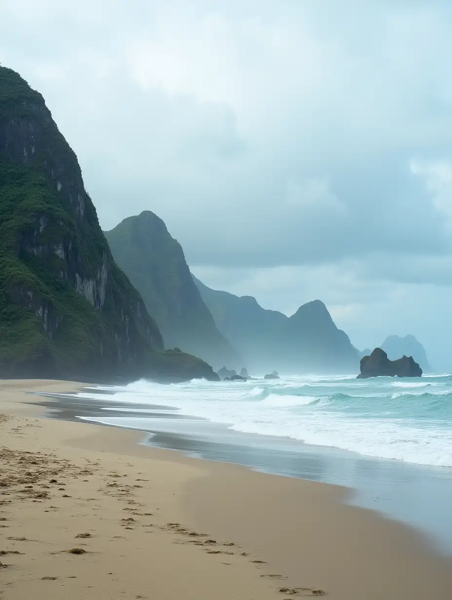 Mountains with beach