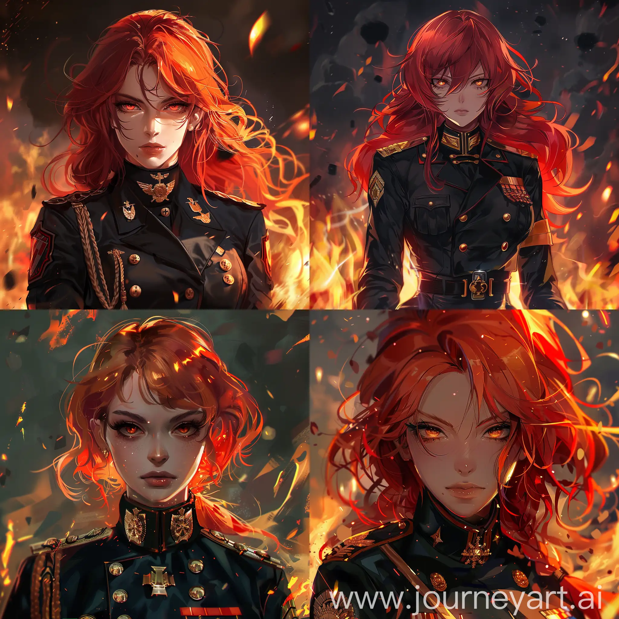 Fiery-RedHaired-Anime-Girl-in-Powerful-Military-Uniform