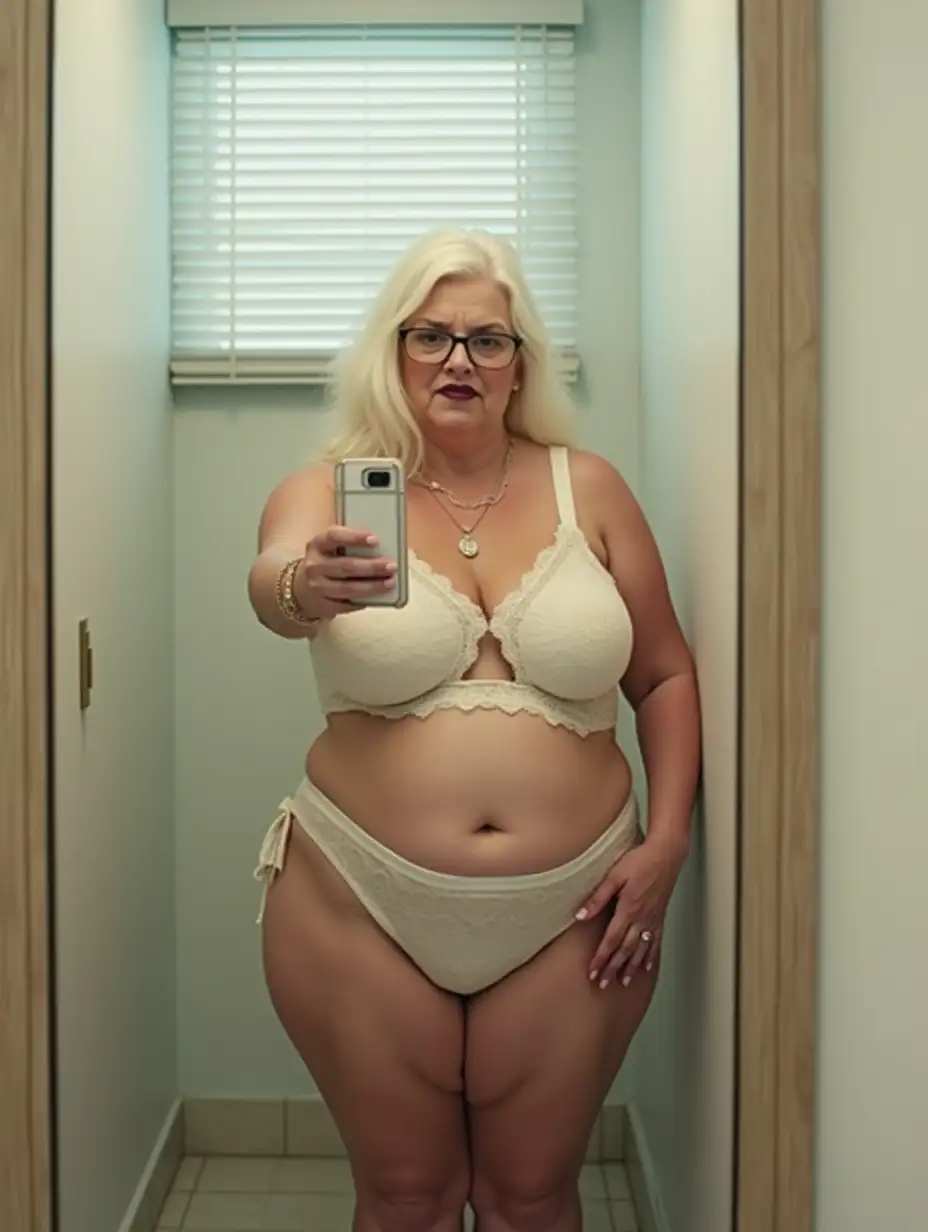 Obese-70YearOld-Woman-Taking-a-FullBody-Mirror-Selfie-in-a-Fitting-Room