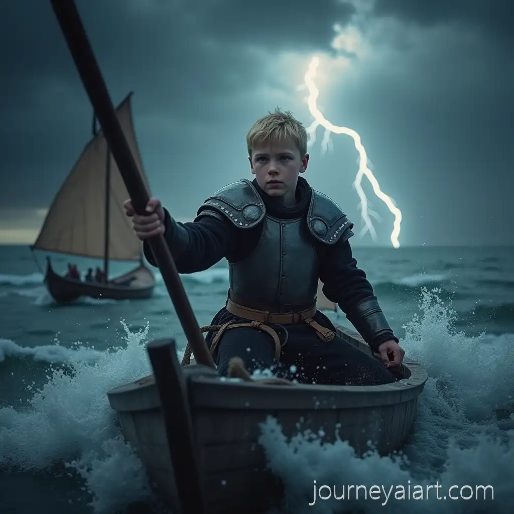 12YearOld-Boy-in-WarriorViking-Warrior-on-Stormy-Sea-Armor-Sailing-a-Viking-Longboat-Through-Stormy-Seas