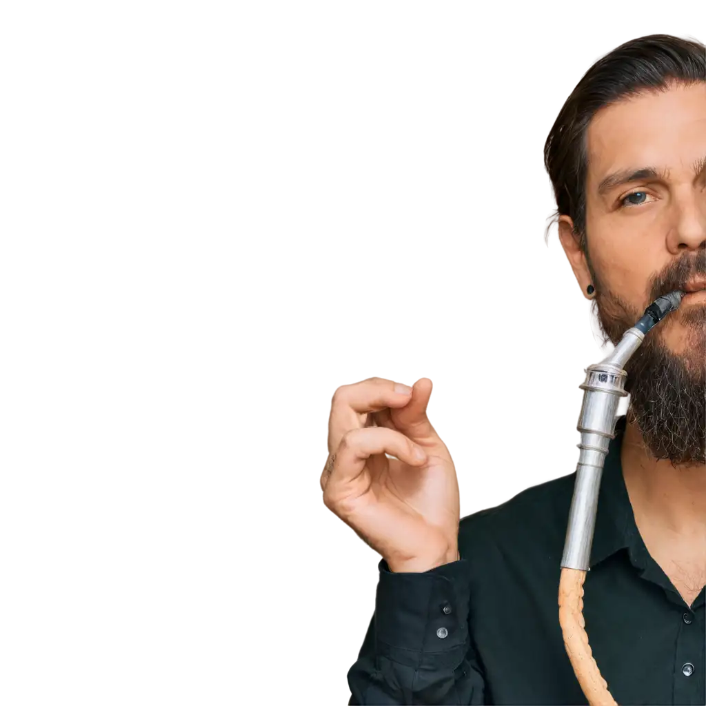 PNG-Image-of-a-Man-with-Beard-and-Mustache-Smoking-Hookah-Artistic-Concept