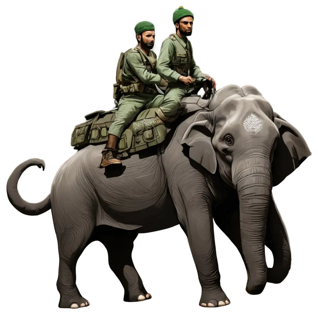 Battle-Elephant-with-Muslim-Army-on-Elephant-Vector-PNG-Stunning-Illustration-for-Historical-Narratives