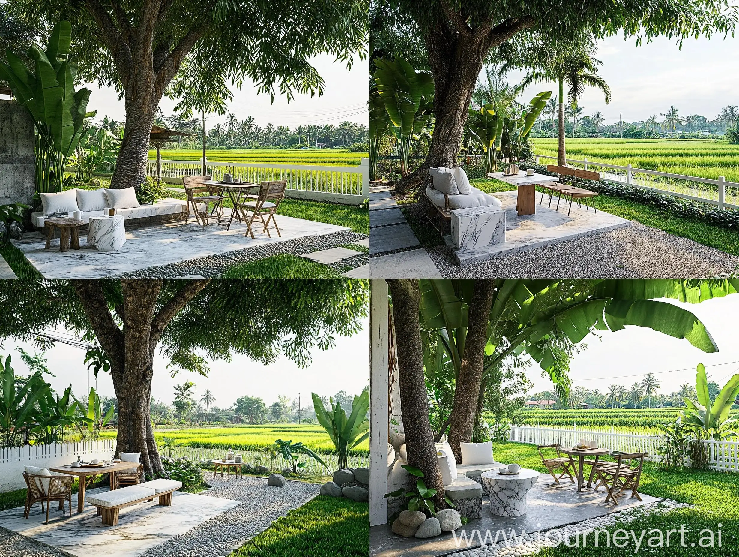 Peaceful-Outdoor-Seating-Area-with-Marble-Bench-and-Coffee-Cup