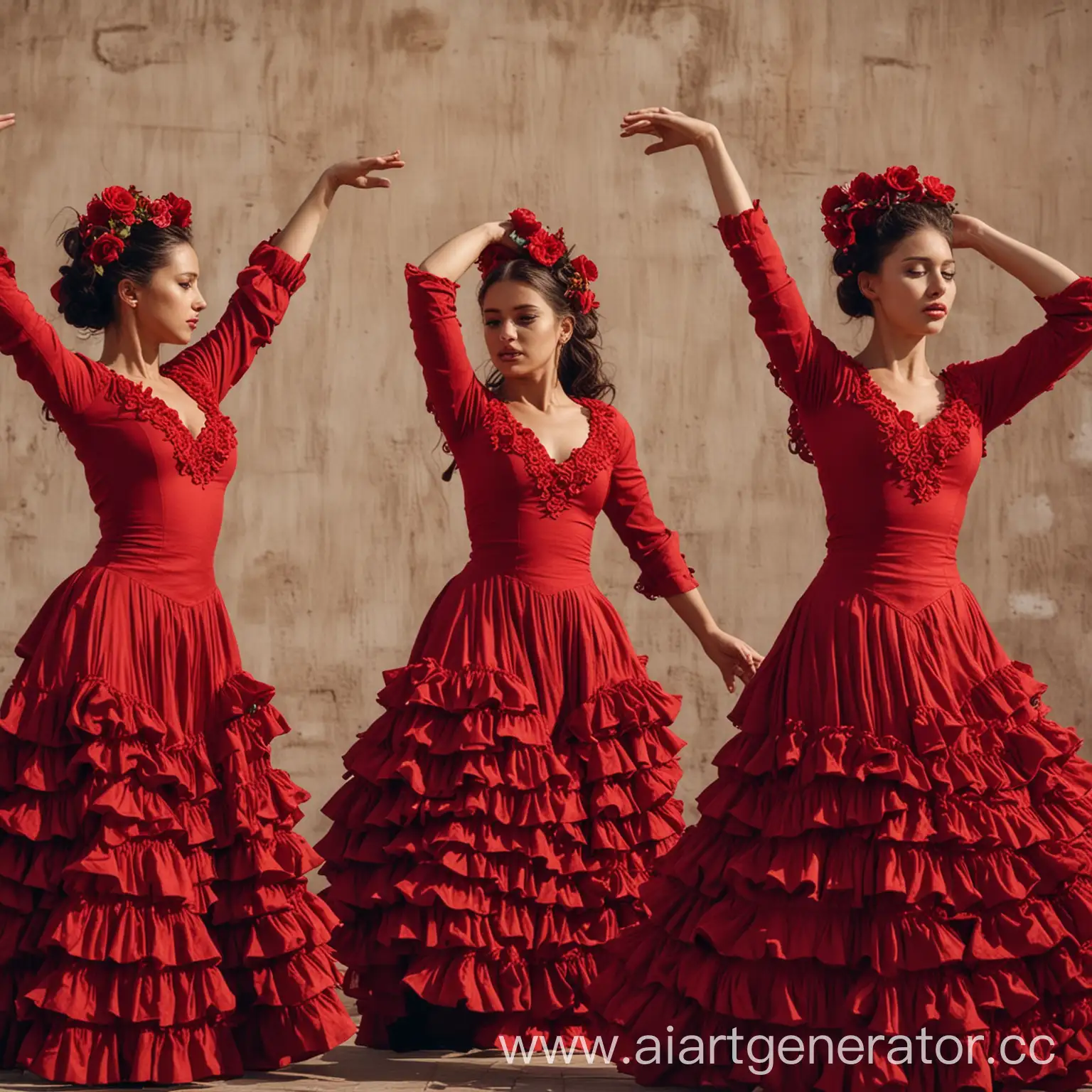 Spanish-Girls-Dancing-Flamenco-with-Passionate-Gestures-and-Flowing-Dresses