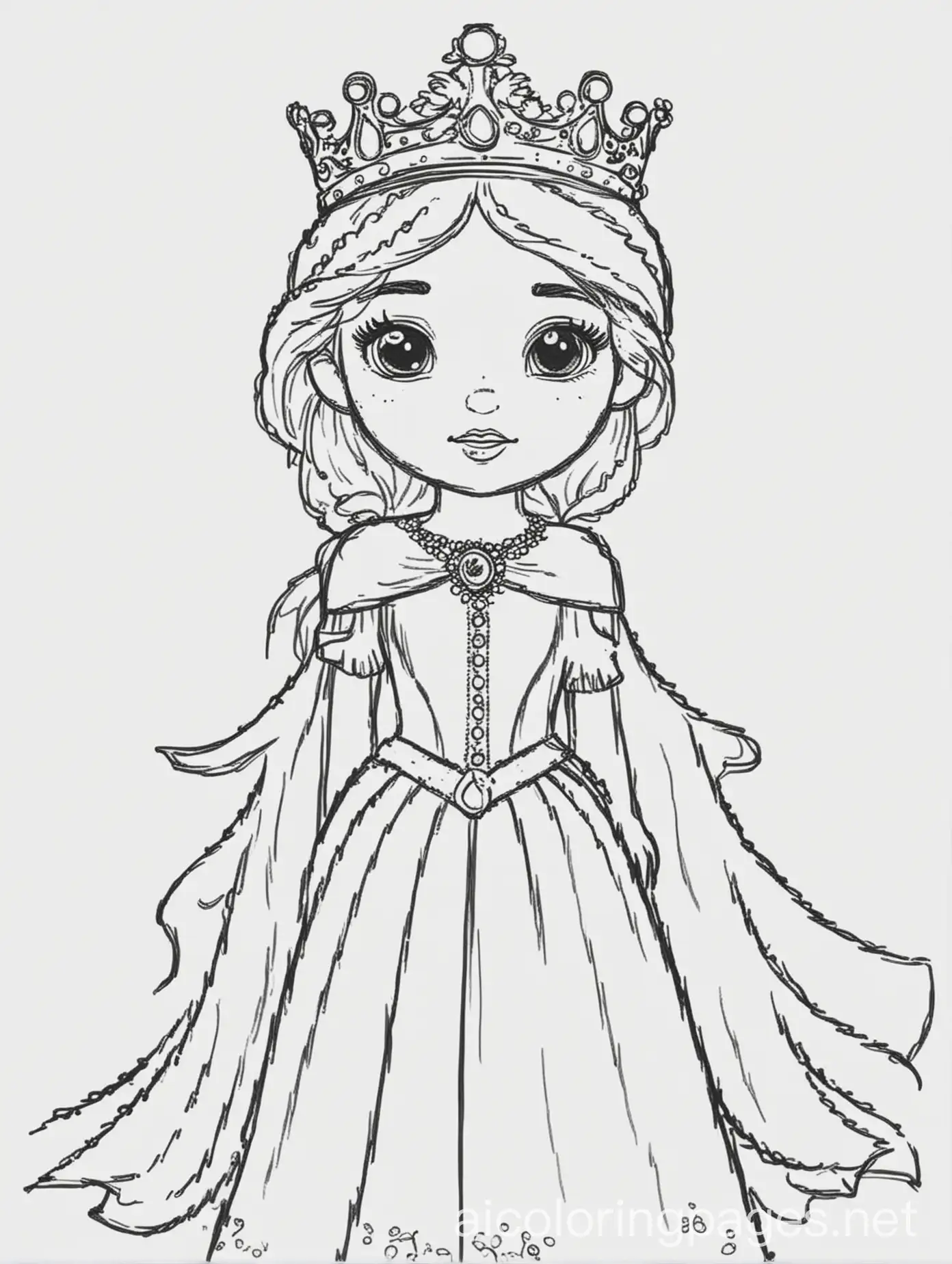 Kid-in-Snow-Queen-Costume-Coloring-Page