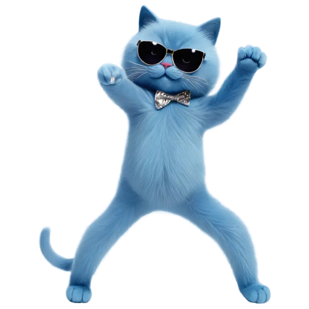 A blue cat disco dancing