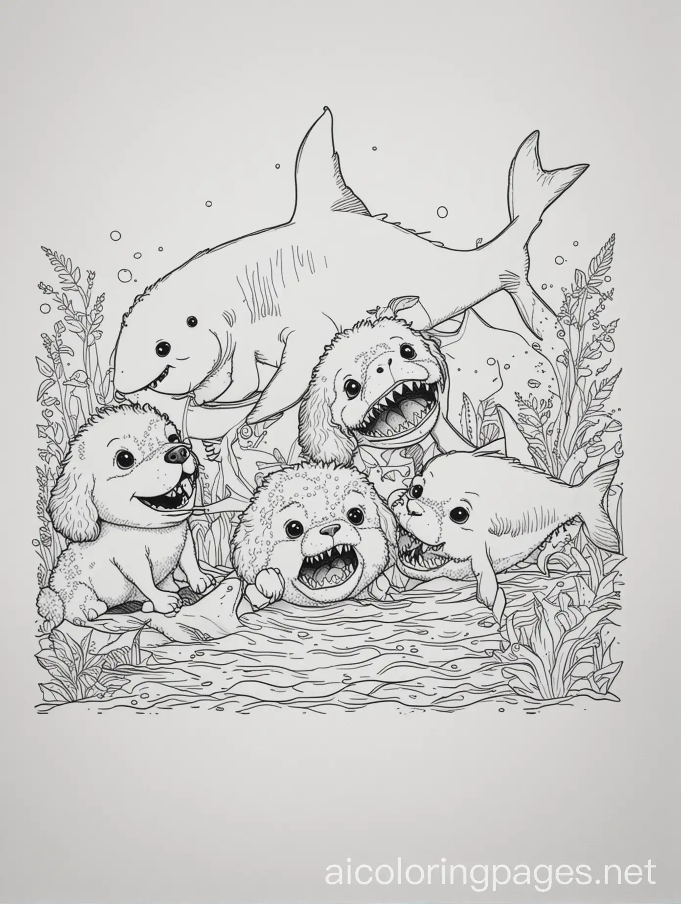 Cute-Cavoodles-Coloring-Page-Pack-Eating-Shark