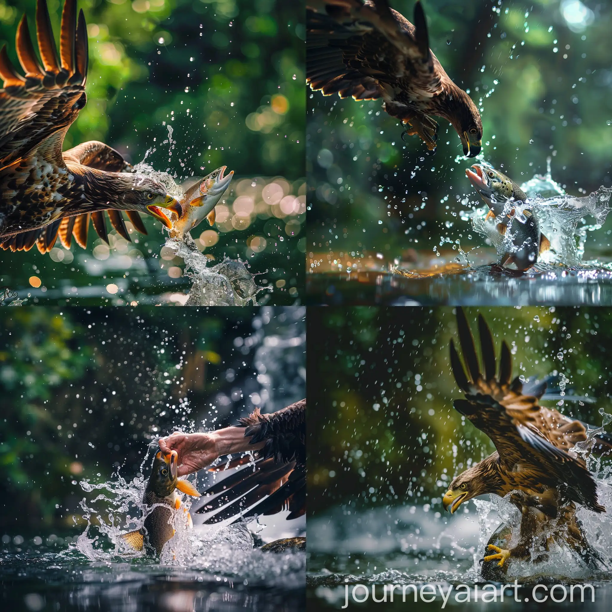 Eagle-Claws-Gripping-Salmon-Fish-in-River-Splash