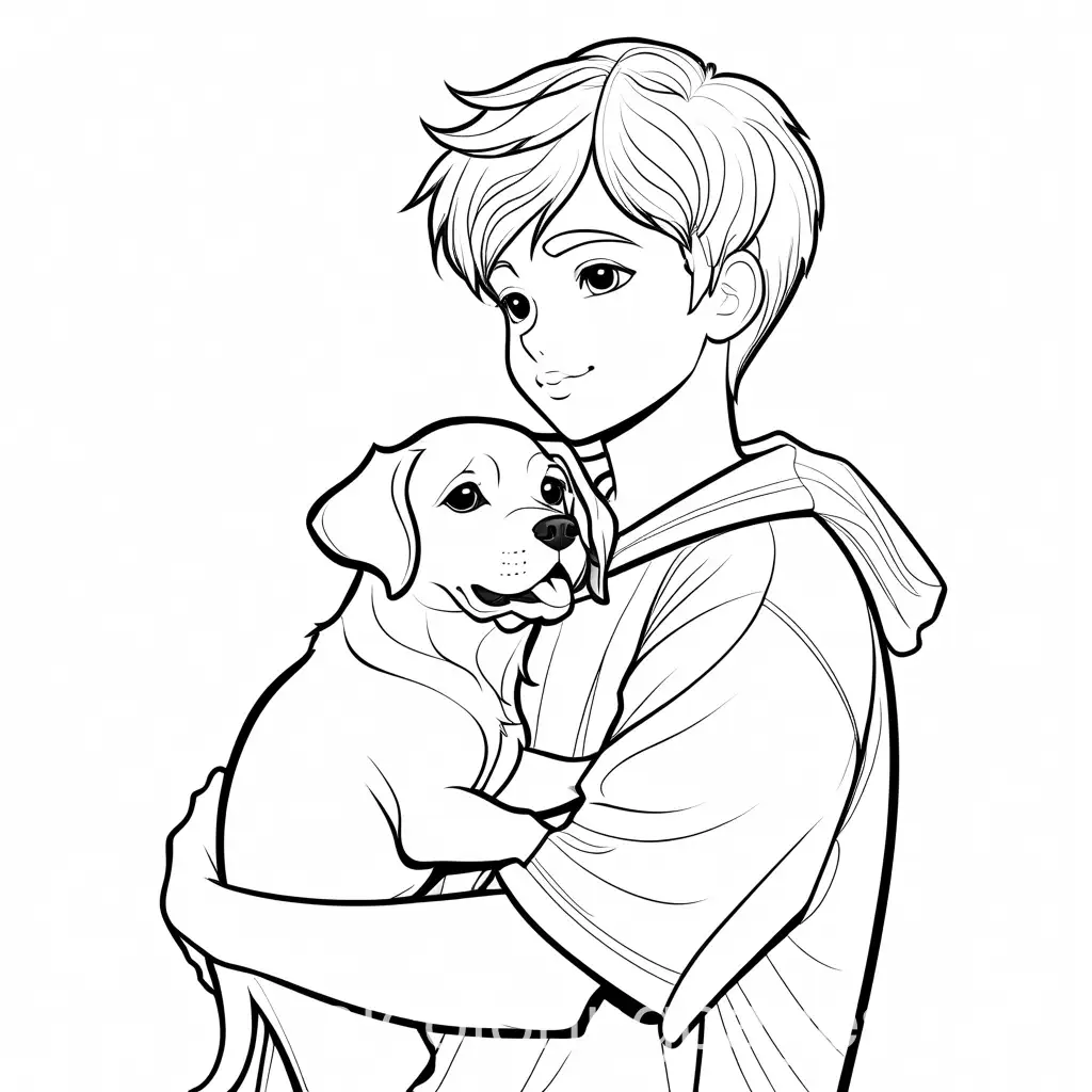 Affectionate-Boy-Holding-Puppy-Coloring-Page