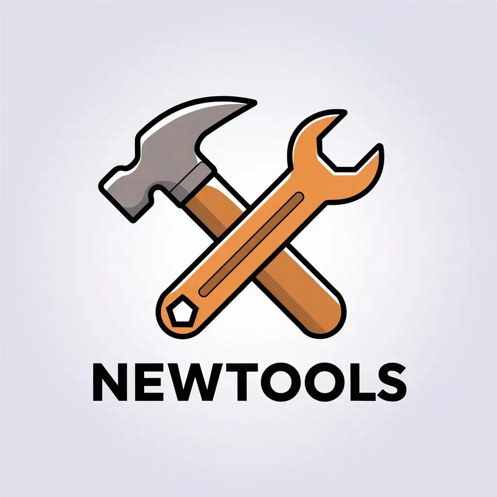 a vector logo design,with the text "NewTools", main symbol:Design Concept Theme Elements 'New' and 'Tools': 'New' represents new and innovative, can be represented by symbols such as arrows or upward arrows. 'Tools' means tool; should have a strong tech feel, somewhat flat, and cute,Minimalistic,be used in Technology industry,clear background