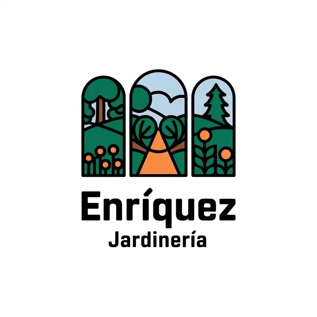 a vector logo design,with the text "Enríquez jardinería", main symbol:jardín,Moderate,clear background