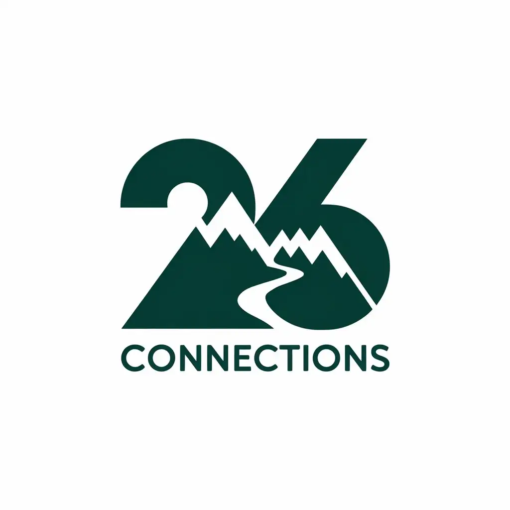 LOGO Design For 26 Connections Mountain and River Symbol in Vector Style for Travel Industry