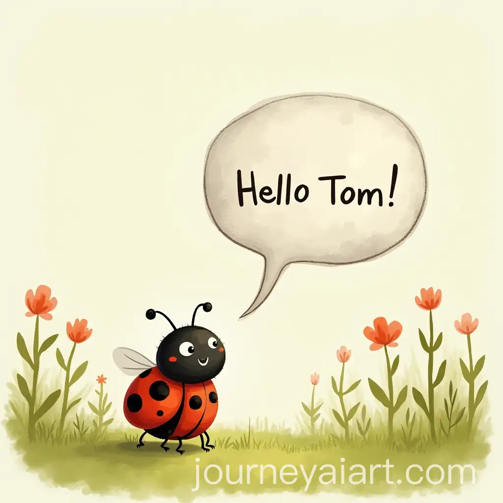 Childs-Book-Page-with-Talking-Ladybug-in-Simple-and-Relaxed-Style