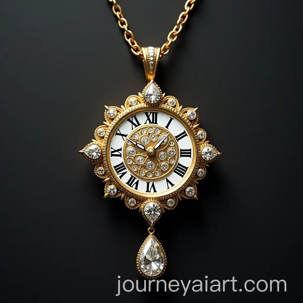 Diamond-Pendant-Clock-with-TIMELESS-Inscription