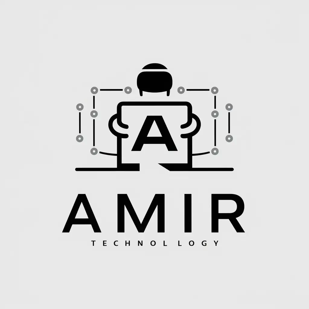 LOGO Design For AMIR Vector Design with Coding Theme for Technology Industry