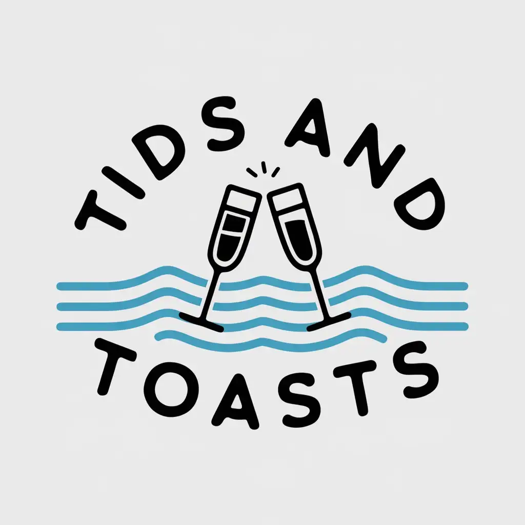 LOGO Design For Tides and Toasts Ocean Tide and Champagne Toast Theme