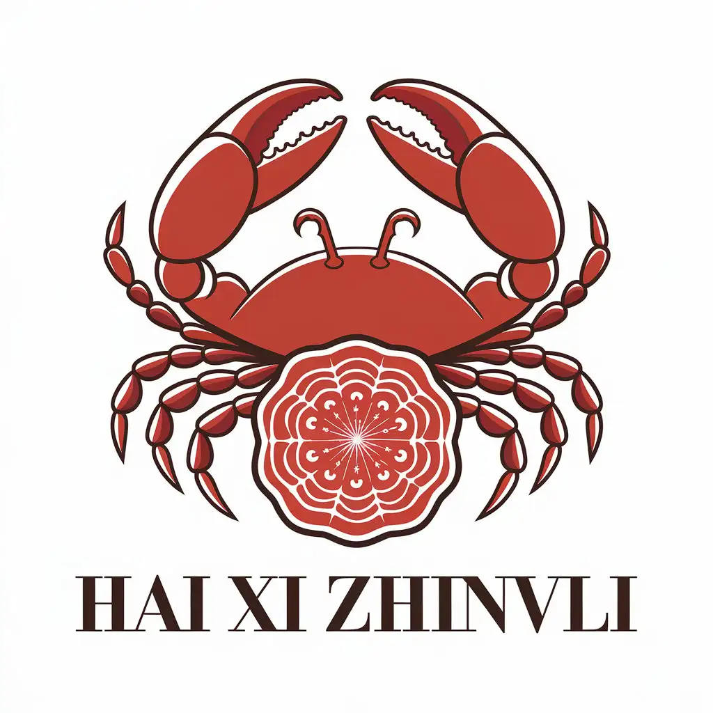 a vector logo design,with the text "Hai Xi Zhinvli", main symbol:crabs and mooncakes, fashion forward,Moderate,clear background