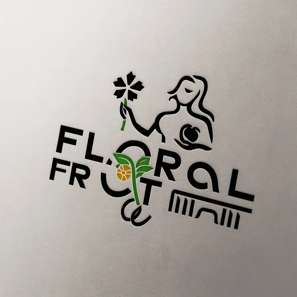 a logo design,with the text "floral fruit man", main symbol:Flower, woman, fruit,Minimalistic,be used in agricultural products industry,clear background