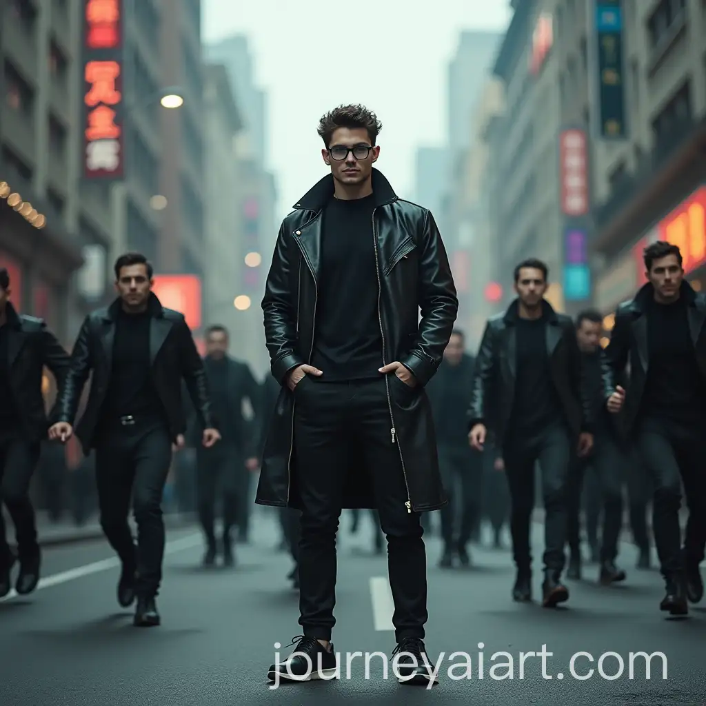 Confident-Male-Warlock-Faces-Vampiric-Horde-in-Cyberpunk-City