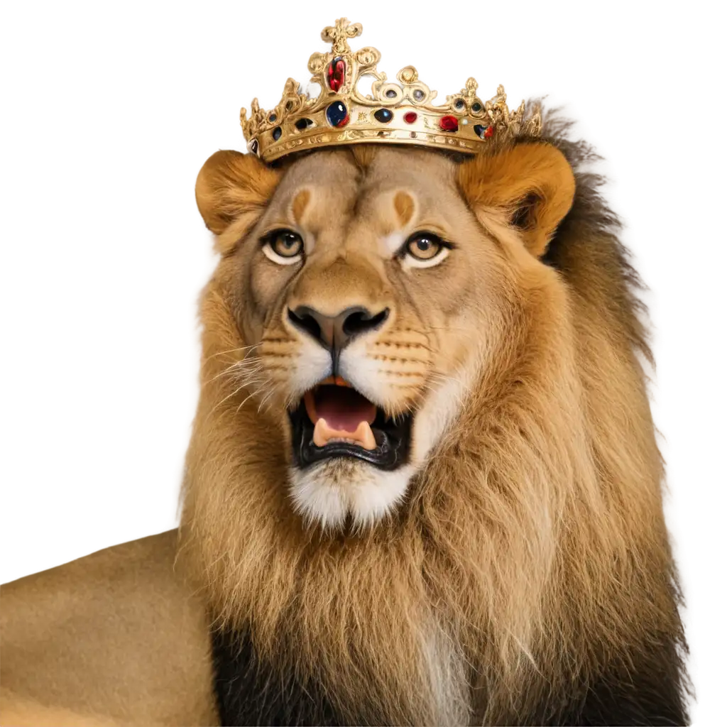 Lion-Wearing-Crown-PNG-Majestic-Royal-Symbol-for-HighQuality-Image-Use