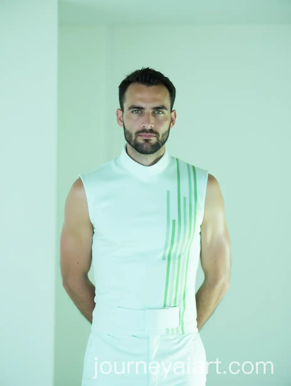 Man-with-Green-Eyes-in-Light-Blue-Sleeveless-Suit