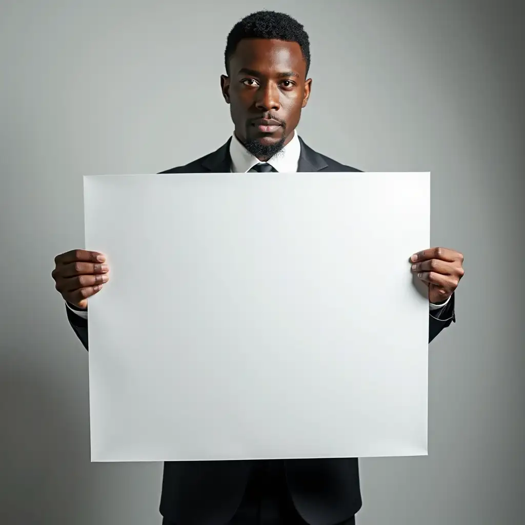 Security Officer holding a large blank poster