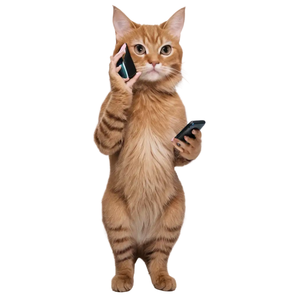 HighQuality-PNG-Image-of-a-Cat-with-Cellphone-AI-Art-Creation