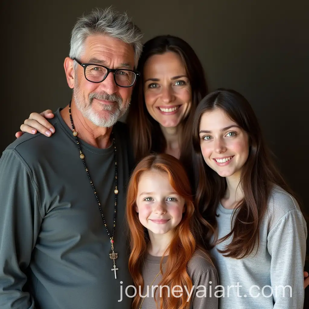 Family-Portrait-with-Dad-Mom-and-Two-Daughters