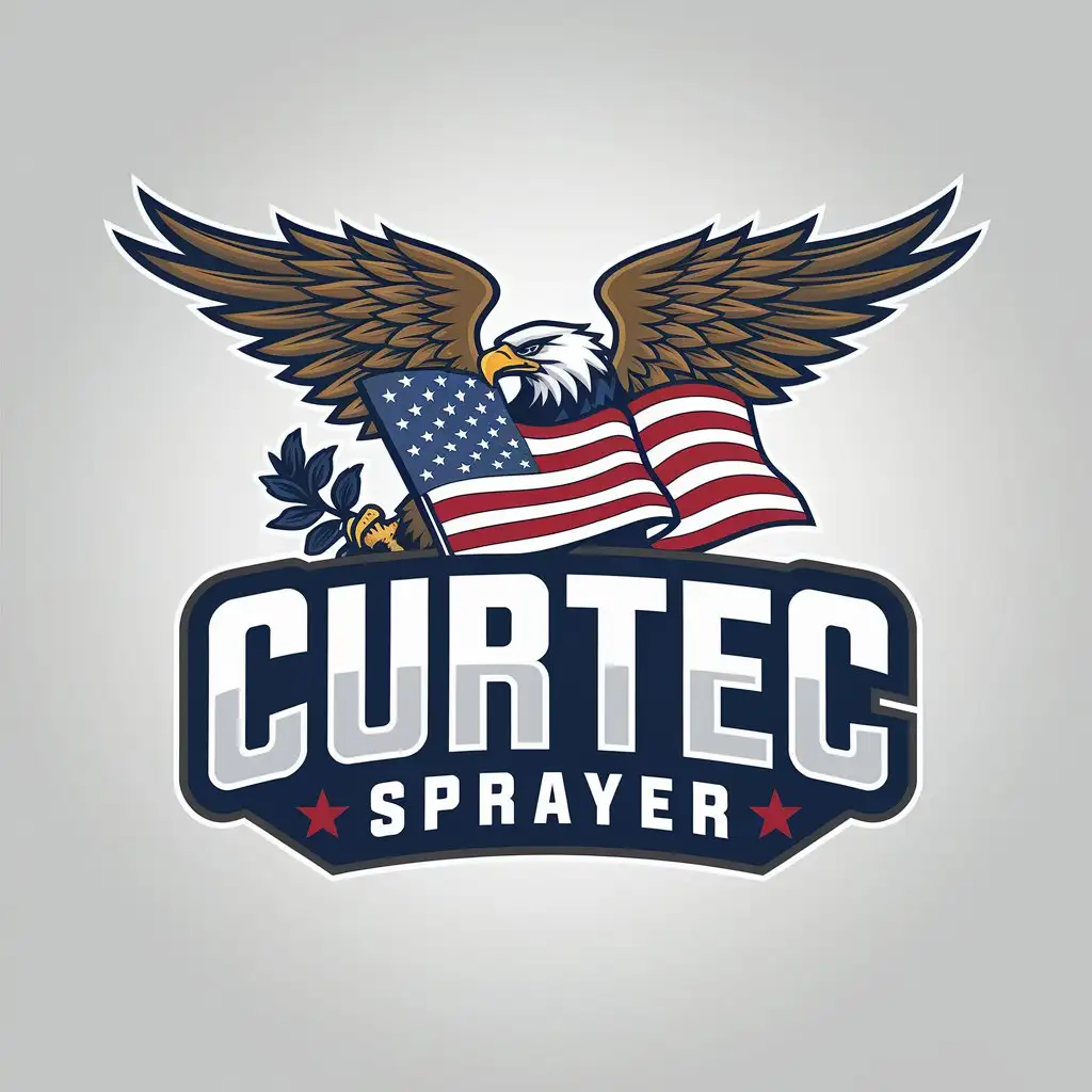 LOGO Design for Curtec Sprayer Eagle Flag USA with Vector Aesthetics