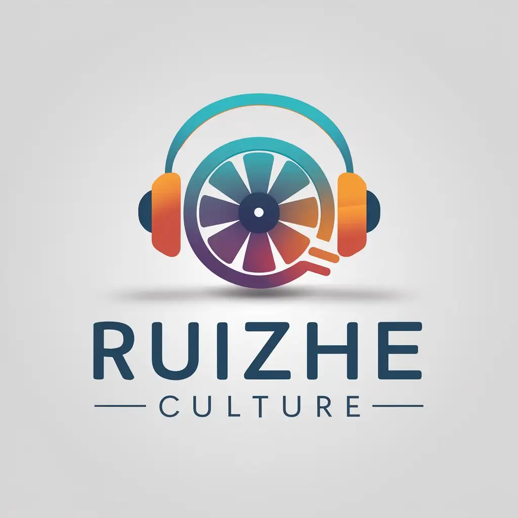 a logo design,with the text "RUIZHE CULTURE", main symbol:movies, music, media, gradient color,complex,be used in Entertainment industry,clear background