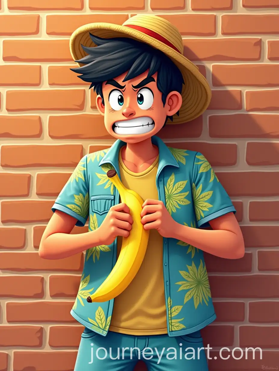 Angry-20YearOld-with-BananaAI-Art-Prompt-Expansion-Instead-of-Phone-on-Brick-Wall-Background