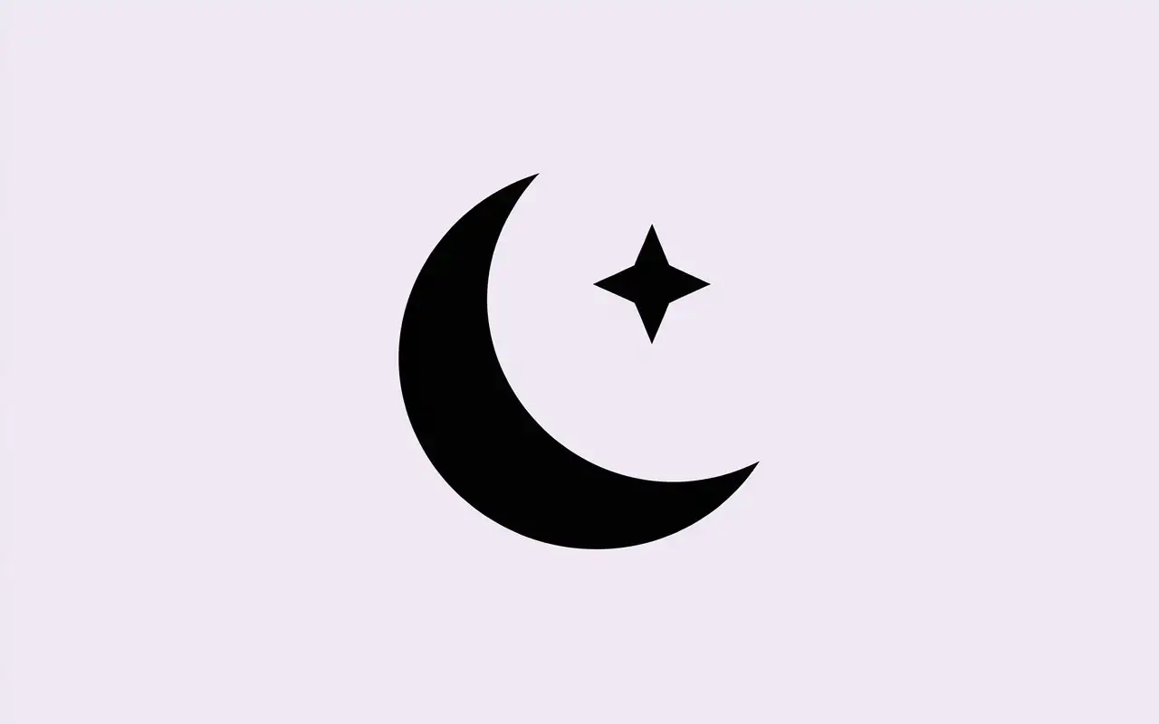 Black-Crescent-Moon-and-Star-Silhouette-on-White-Background