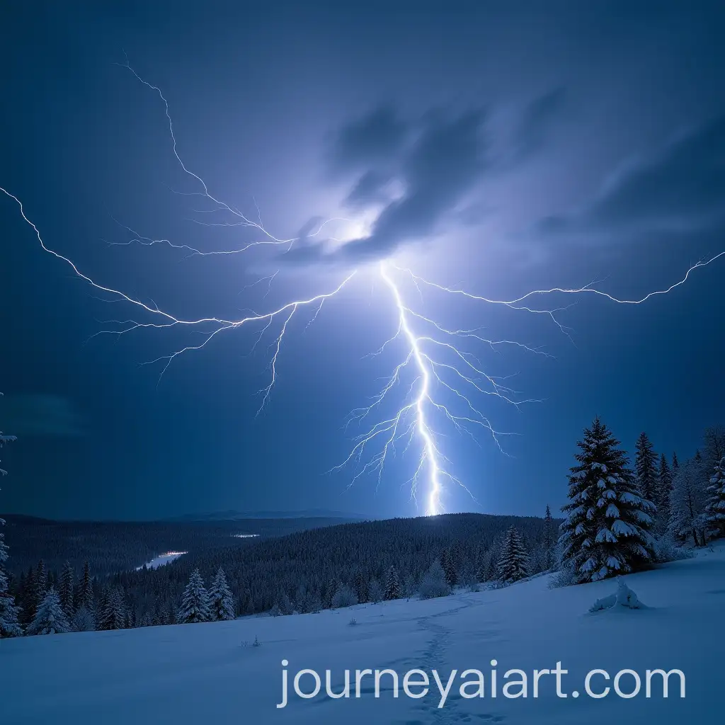 Snowstorm-with-Lightning-Strikes-in-a-Winter-Landscape