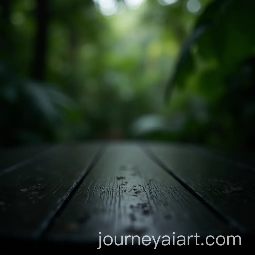 Macro-View-of-Black-Table-with-Tropical-Rainforest-Background