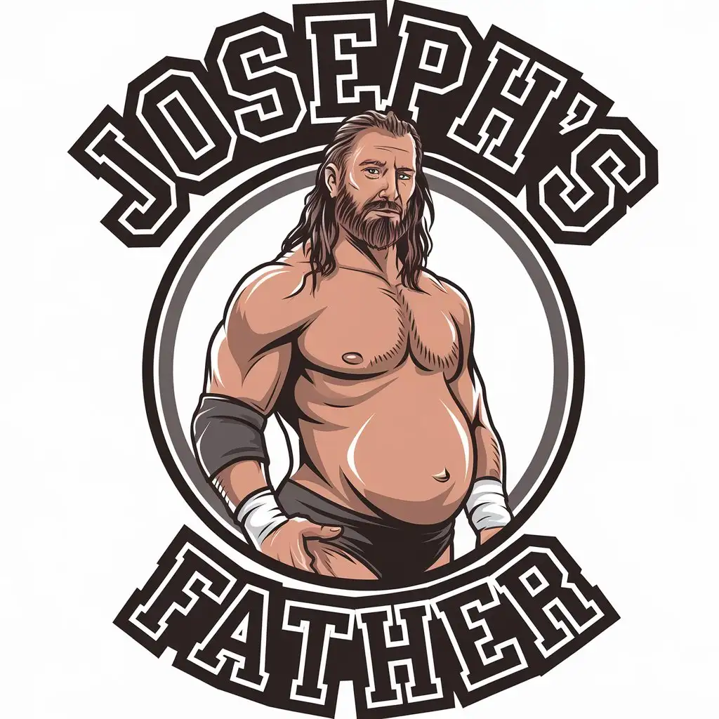 LOGO Design for Josephs Father Empowering Masculinity with a Pregnant Wrestler Mascot