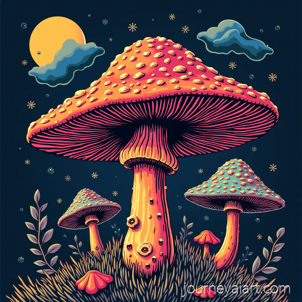 Vibrant-Psychedelic-Psilocybin-Mushroom-Design