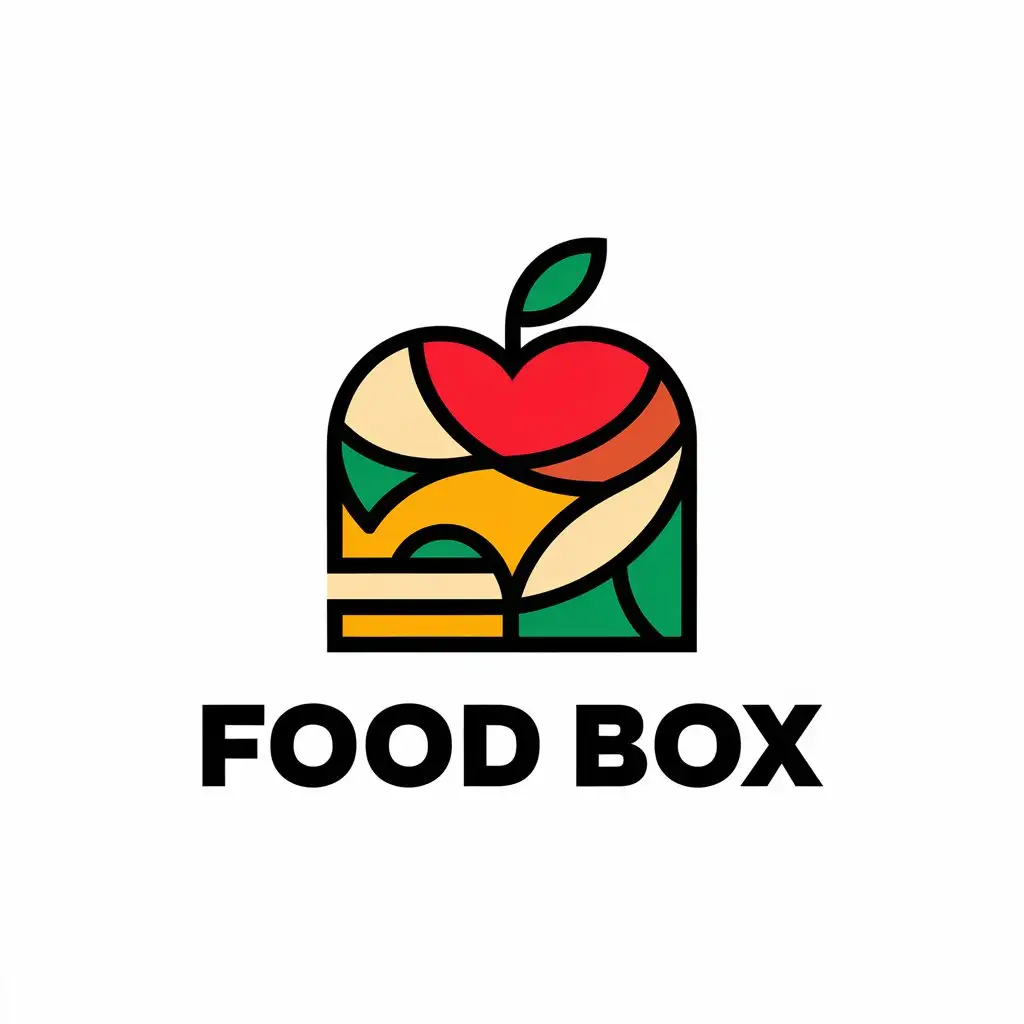 a vector logo design,with the text "Food box", main symbol:apple,complex,be used in Restaurant industry,clear background