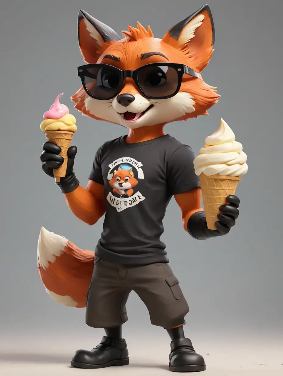 Cartoon Fox Figurine with Ice Cream Cone Disney Pixar Style